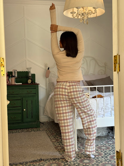 Woolen Plaid Set Beige - Checkered