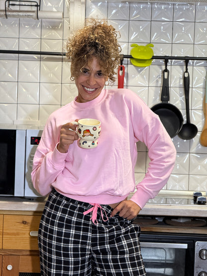 Woolen Plaid Set - Pink x Black Checkered