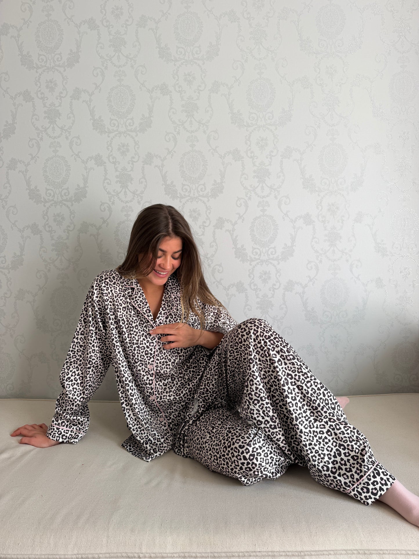Leopard pj satin Black - Pink