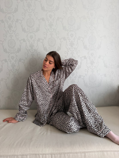 Leopard pj satin Black - Pink