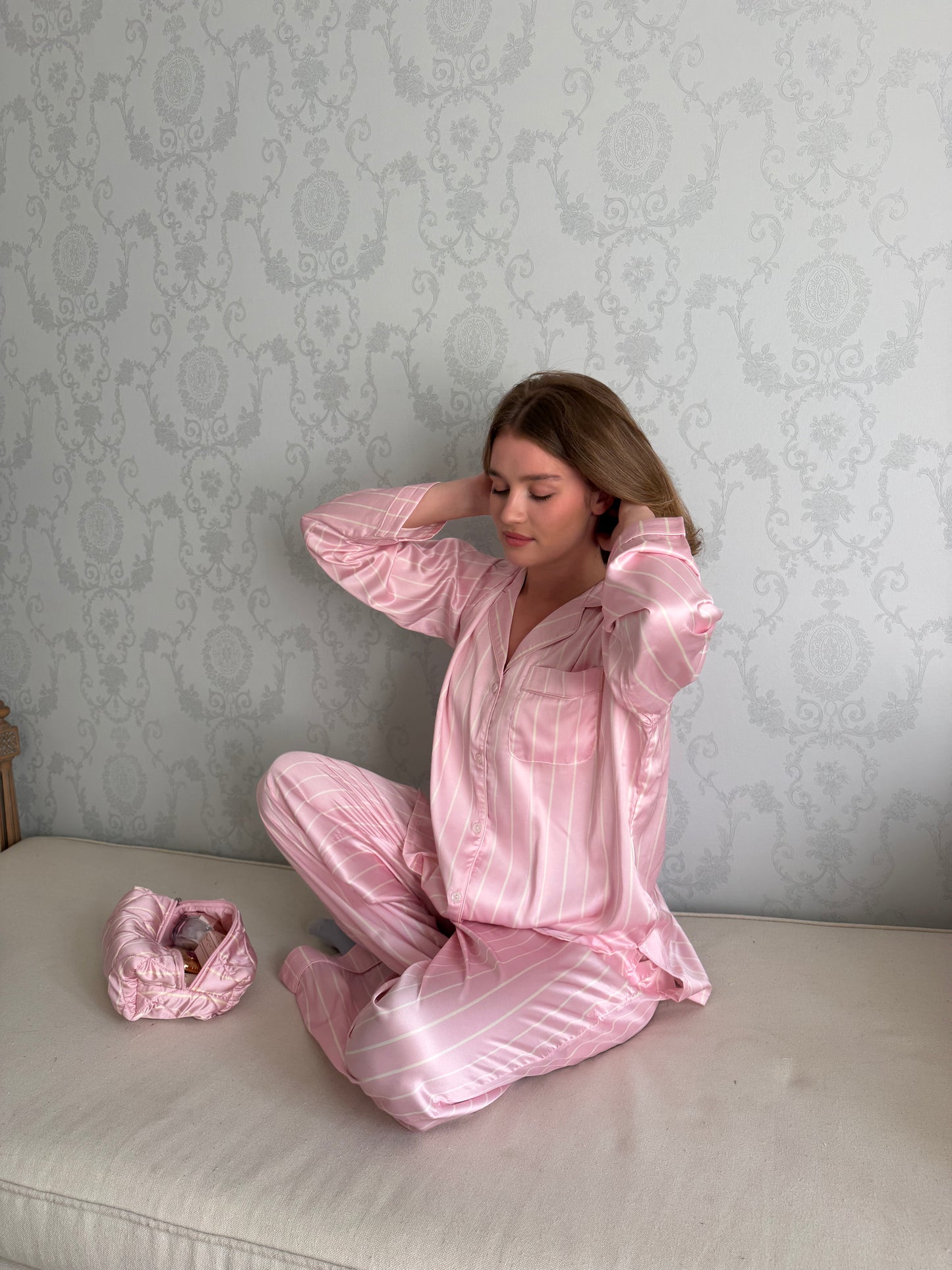 Striped pj satin Yellow - Pink Base