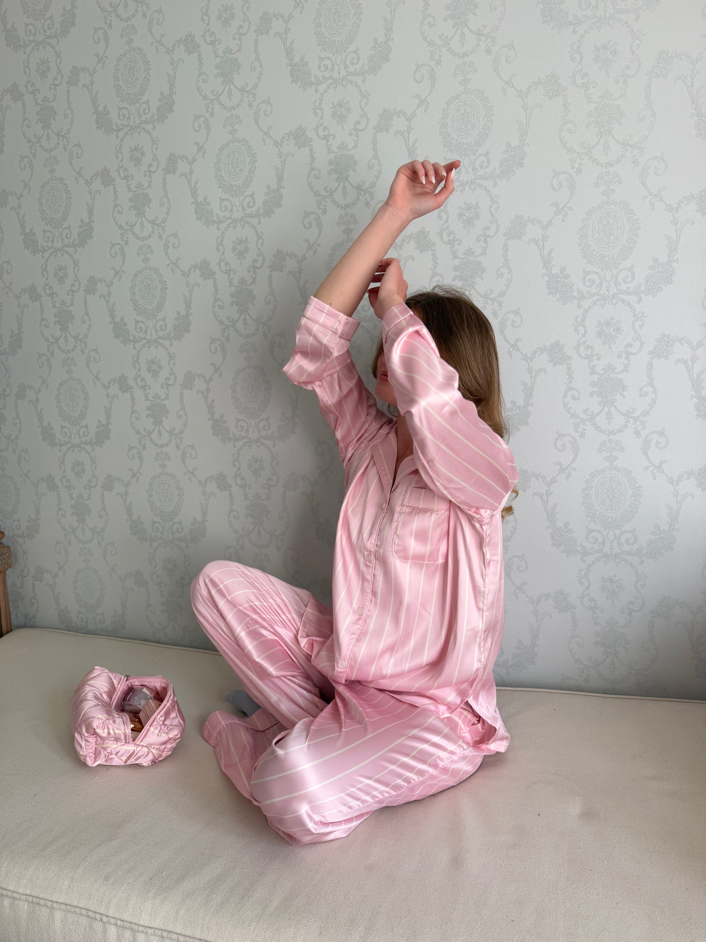 Striped pj satin Yellow - Pink Base