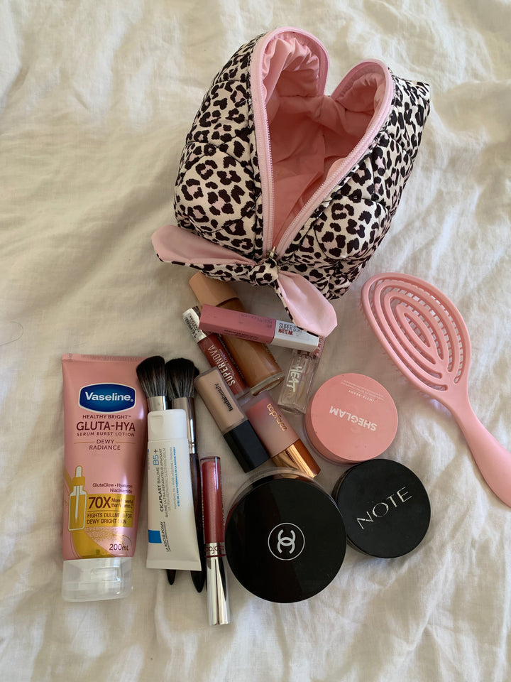 Leopard Pouch – Burgundy x Pink Base